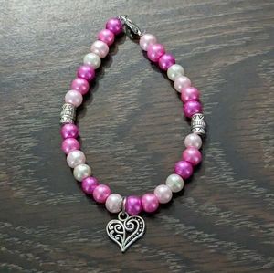 Handmade Pink Heart Bracelet